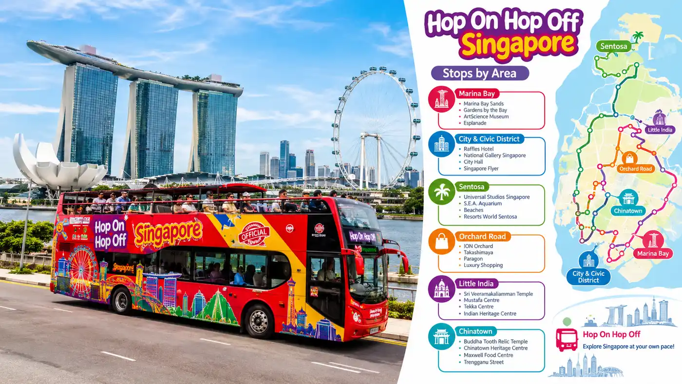 Hop On Hop Off Singapore Stops by Area